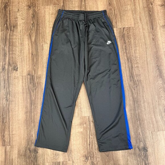 Nike Gray Blue Athletic Tack Pants Zip Ankle Sz L - Picture 2 of 9
